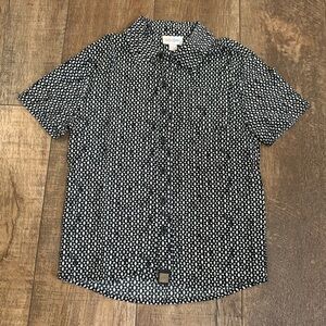 LuLaRoe Black and White Patterned Button Down Shirt With Pocket Boys Size 6